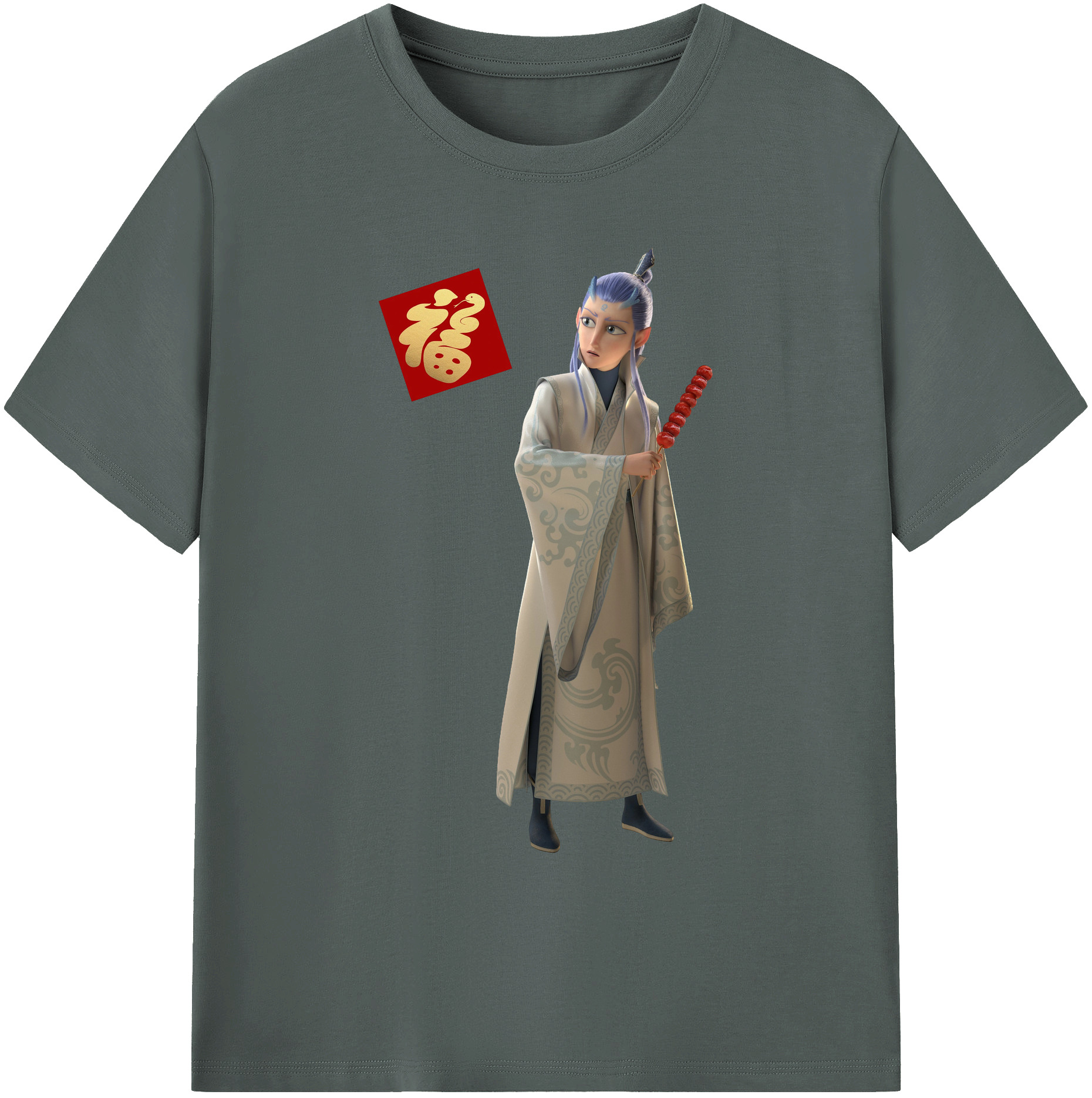 （画像用） Ne Zha 2 ナタ 魔童の大暴れ 綿100％ メンズ半袖Tシャツ｜肌触りやわらか＆通気性